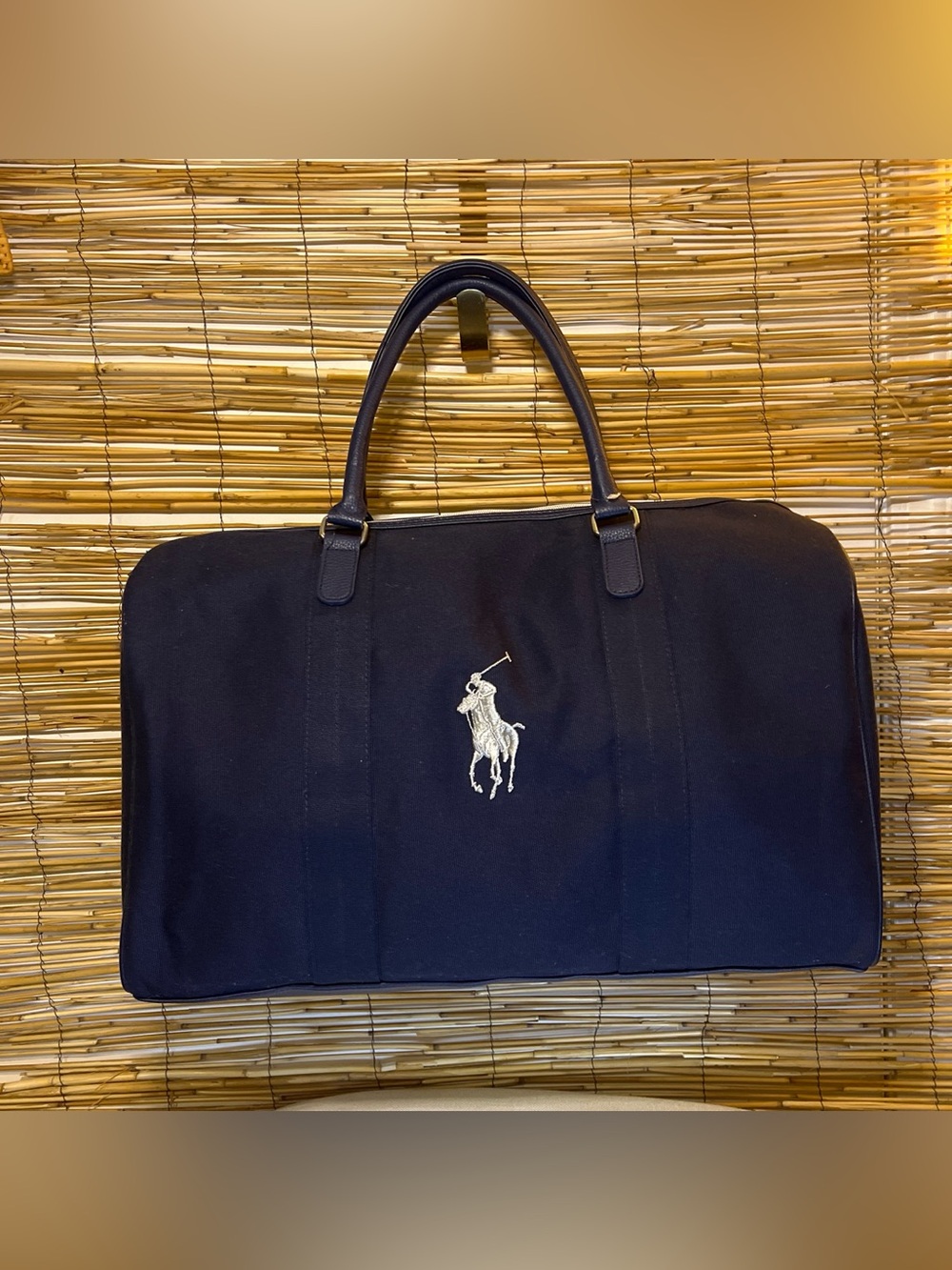 Polo by Ralph Lauren Navy Canvas Duffel with White Polo Player